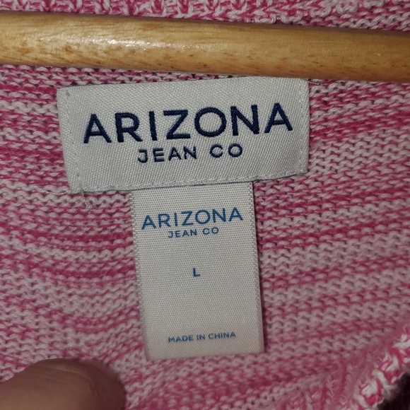 Vintage Crop Pink Striped Sweater W Bell Sleeve L - Picture 3 of 3